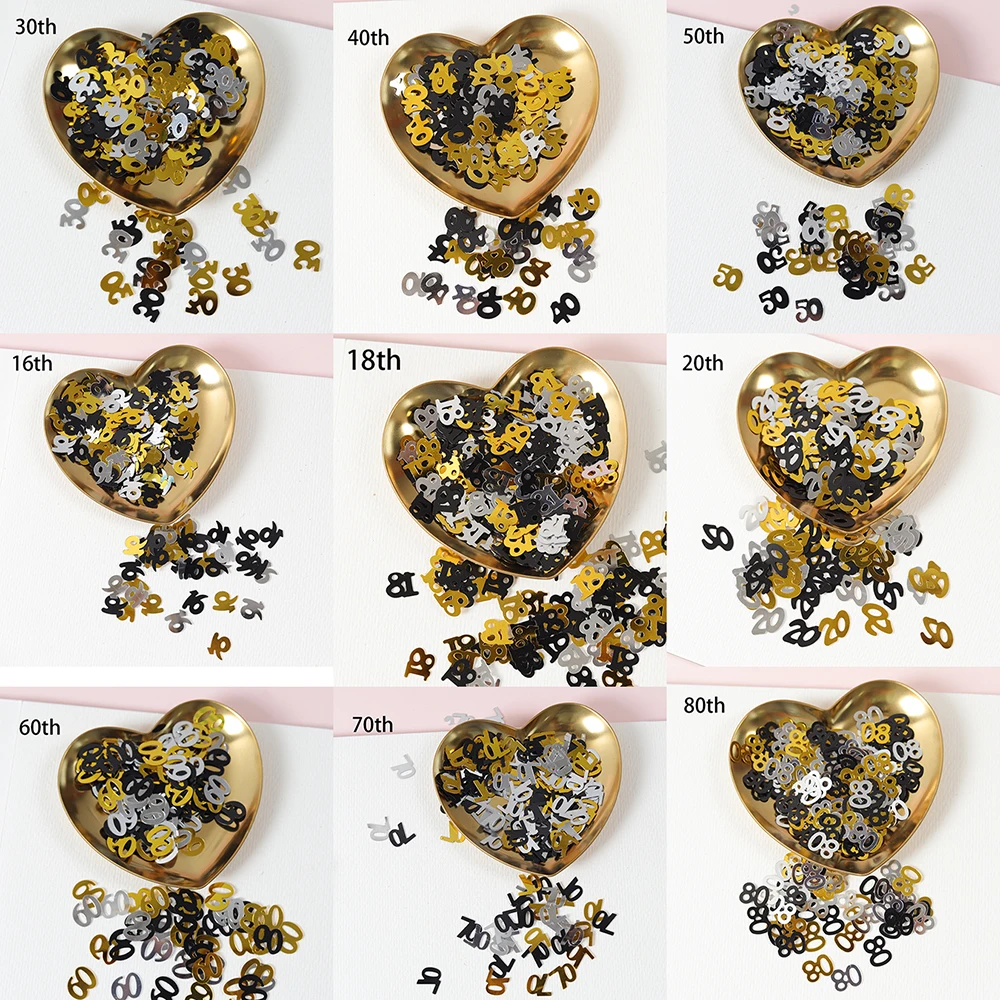 Table Runner Sequin - 15G Mini Numero 16/18/20/30/40/50/60/70/80/90 Anni Paillettes